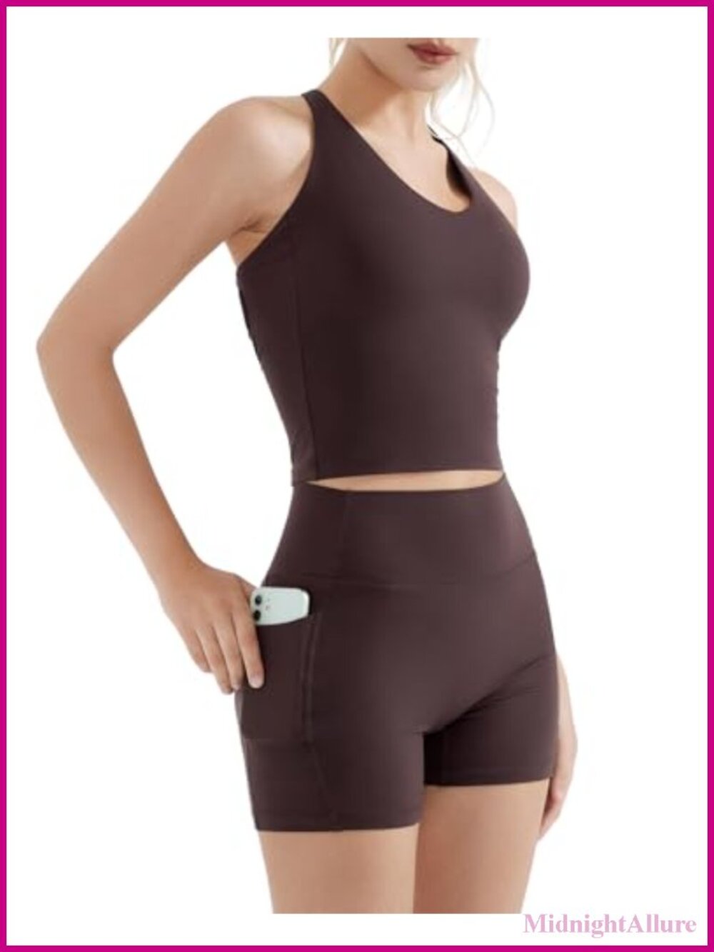 2 Piece Workout Set Padded Tank Top Tummy Control Leggings - Picture 4 of 6